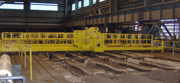 Mixed footbridge in a factory